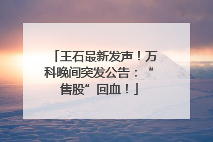 王石最新发声！万科晚间突发公告：“售股”回血！