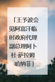 王予波会见阿富汗临时政府代理副总理阿卜杜·萨拉姆·哈纳菲