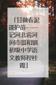 甘做春泥谨护苗——记河北省河间市景和镇初级中学语文教师程桂霞