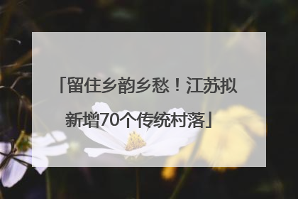 留住乡韵乡愁！江苏拟新增70个传统村落