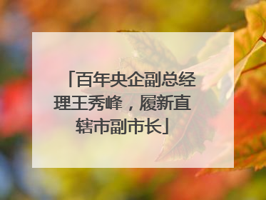 百年央企副总经理王秀峰，履新直辖市副市长