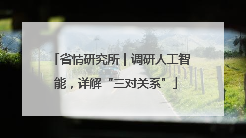 省情研究所｜调研人工智能，详解“三对关系”