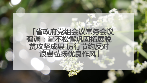 省政府党组会议常务会议强调：毫不松懈巩固拓展脱贫攻坚成果 厉行节约反对浪费弘扬优良作风