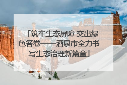 筑牢生态屏障 交出绿色答卷——酒泉市全力书写生态治理新篇章