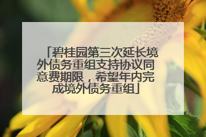 碧桂园第三次延长境外债务重组支持协议同意费期限，希望年内完成境外债务重组