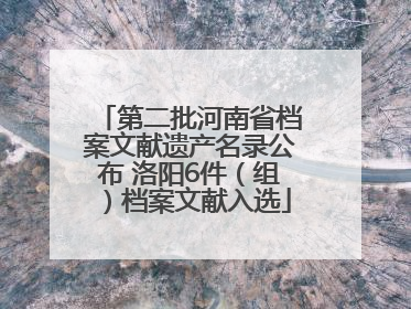 第二批河南省档案文献遗产名录公布 洛阳6件（组）档案文献入选