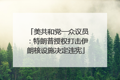 美共和党一众议员：特朗普授权打击伊朗核设施决定违宪