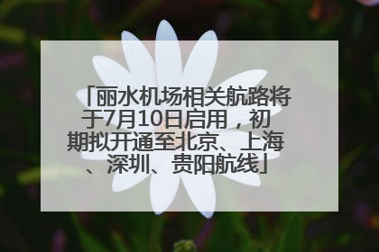 丽水机场相关航路将于7月10日启用，初期拟开通至北京、上海、深圳、贵阳航线
