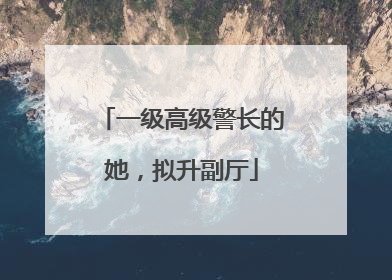 一级高级警长的她，拟升副厅