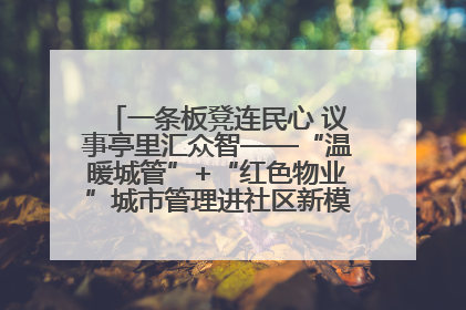 一条板凳连民心 议事亭里汇众智——“温暖城管”+“红色物业”城市管理进社区新模式绘就城市管理社区治理新画卷