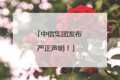 中信集团发布严正声明！