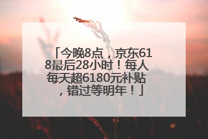 今晚8点，京东618最后28小时！每人每天超6180元补贴，错过等明年！