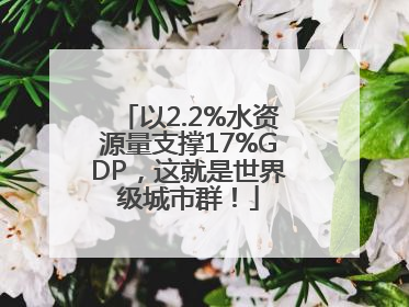以2.2%水资源量支撑17%GDP，这就是世界级城市群！