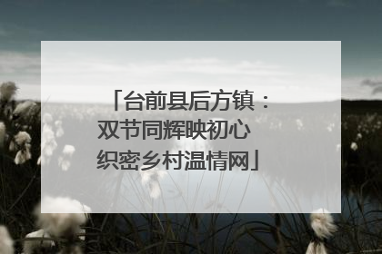台前县后方镇：双节同辉映初心 织密乡村温情网