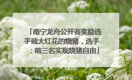 南宁龙舟公开赛奖励选手戴大红花的烧猪，选手：前三名实现烧猪自由