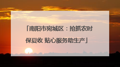 南阳市宛城区：抢抓农时保夏收 贴心服务助生产