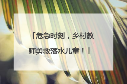 危急时刻，乡村教师勇救落水儿童！