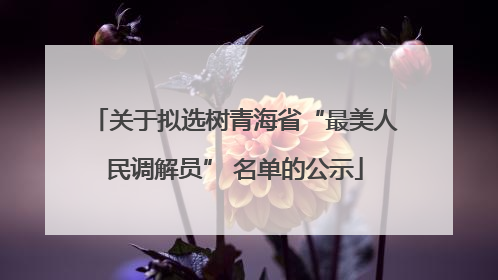 关于拟选树青海省“最美人民调解员” 名单的公示