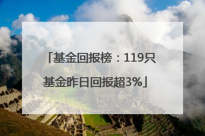 基金回报榜：119只基金昨日回报超3%