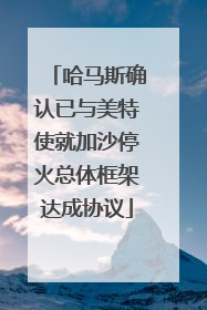 哈马斯确认已与美特使就加沙停火总体框架达成协议