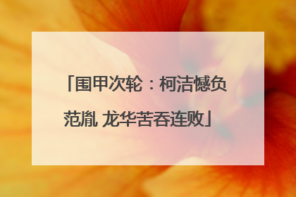 围甲次轮：柯洁憾负范胤 龙华苦吞连败