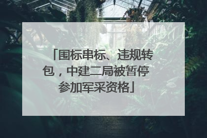 围标串标、违规转包，中建二局被暂停参加军采资格