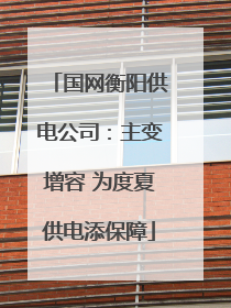 国网衡阳供电公司：主变增容 为度夏供电添保障