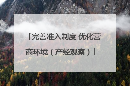 完善准入制度 优化营商环境（产经观察）