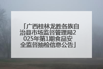 广西桂林龙胜各族自治县市场监督管理局2025年第1期食品安全监督抽检信息公告