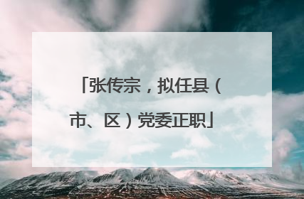 张传宗，拟任县（市、区）党委正职