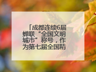 成都连续6届蝉联“全国文明城市”称号，作为第七届全国精神文明建设优秀城市代表参会