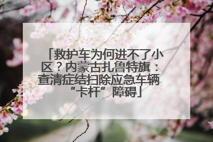 救护车为何进不了小区？内蒙古扎鲁特旗：查清症结扫除应急车辆“卡杆”障碍