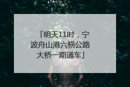 明天11时，宁波舟山港六横公路大桥一期通车