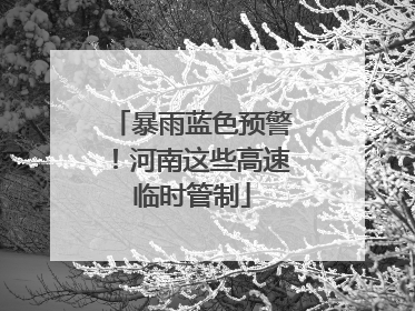 暴雨蓝色预警！河南这些高速临时管制