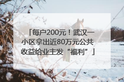 每户200元！武汉一小区拿出近80万元公共收益给业主发“福利”