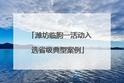 潍坊临朐一活动入选省级典型案例