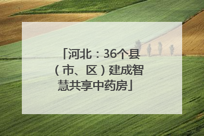 河北：36个县（市、区）建成智慧共享中药房
