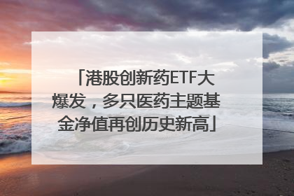 港股创新药ETF大爆发，多只医药主题基金净值再创历史新高