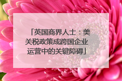 英国商界人士：美关税政策成跨国企业运营中的关键障碍