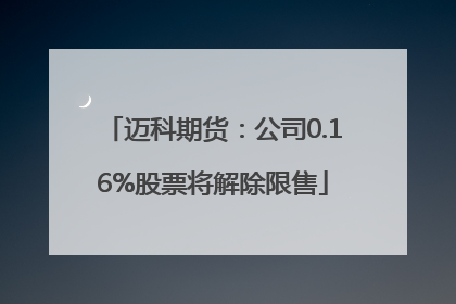 迈科期货：公司0.16%股票将解除限售
