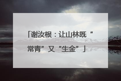 谢汝根：让山林既“常青”又“生金”