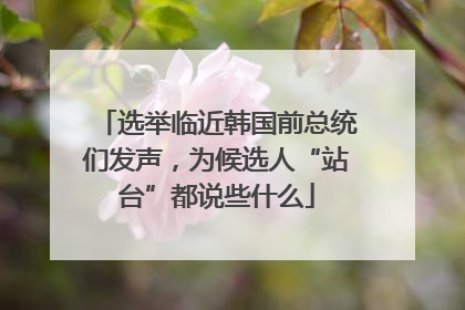 选举临近韩国前总统们发声，为候选人“站台”都说些什么