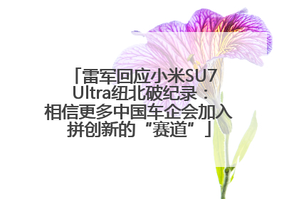 雷军回应小米SU7 Ultra纽北破纪录：相信更多中国车企会加入拼创新的“赛道”