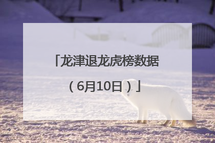 龙津退龙虎榜数据（6月10日）