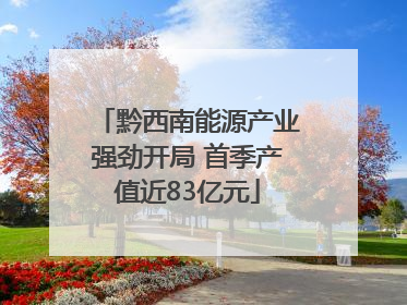 黔西南能源产业强劲开局 首季产值近83亿元