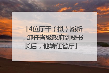 4位厅干（拟）履新，卸任省级政府副秘书长后，他转任省厅