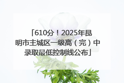 610分！2025年昆明市主城区一级高（完）中录取最低控制线公布